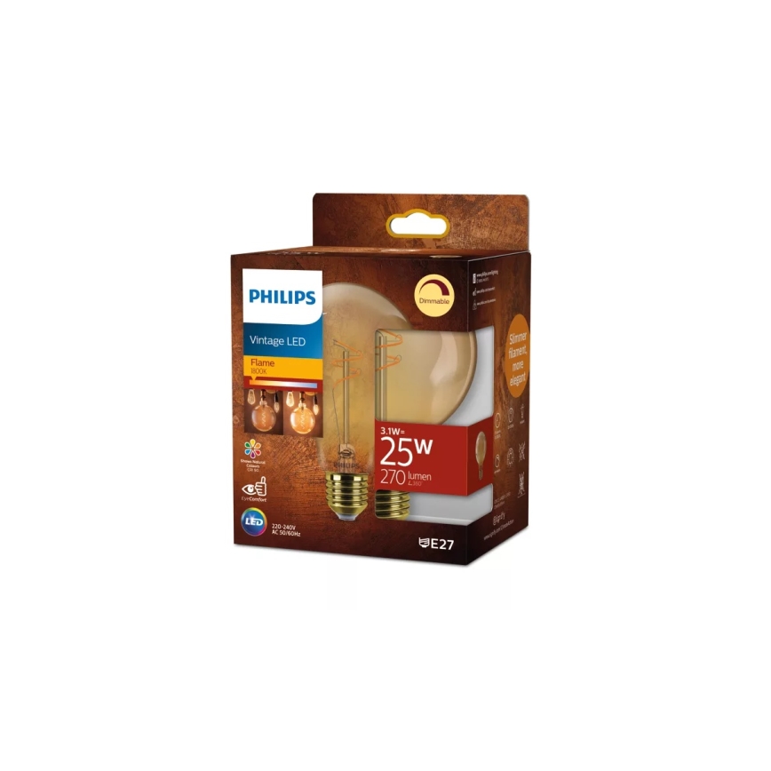 Lampadina LED dimmerabile VINTAGE Philips G95 E27/3,1W/230V 1800K