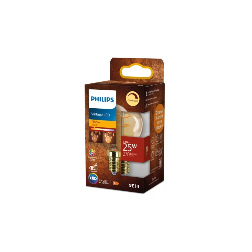 Lampadina LED dimmerabile VINTAGE Philips P45 E14/3,1W/230V 2200K