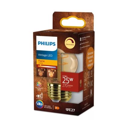 Lampadina LED dimmerabile VINTAGE Philips P45 E27/3,1W/230V 2200K CRI 90