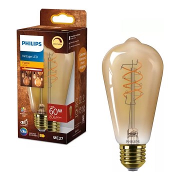Lampadina LED dimmerabile VINTAGE Philips ST64, attacco E27, 7,3 W / 230 V, 2200 K, CRI 90