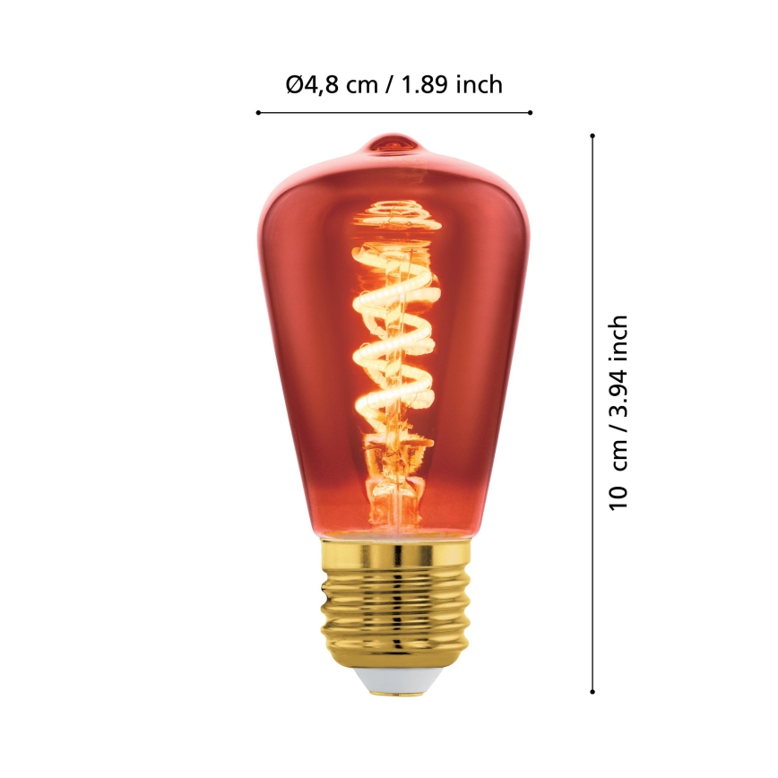 Lampadina LED dimmerabile VINTAGE ST48 E27/4W/230V 2000K rossa - Eglo 110199