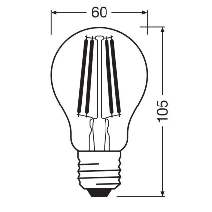 Lampadina LED FILAMENT A100 E27/11W/230V 4000K - Osram