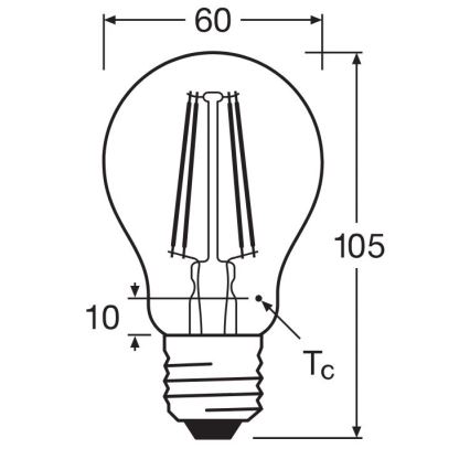 Lampadina LED FILAMENT A60 E27/6,5W/230V 2700K - Osram