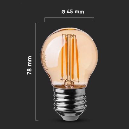 Lampadina LED FILAMENT AMBER G45 E27/4W/230V 2200K