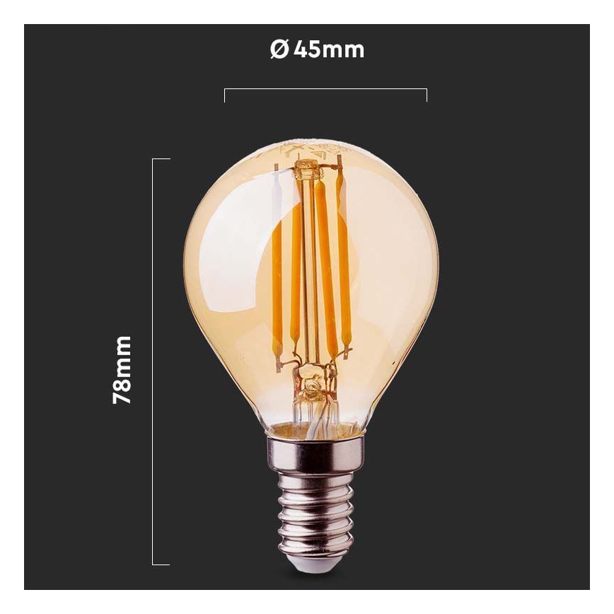 Lampadina LED FILAMENT AMBER P45 E14/4W/230V 2200K
