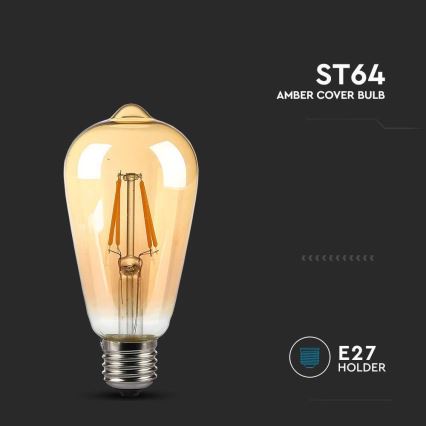 Lampadina LED FILAMENT AMBER ST64 E27/8W/230V 2200K