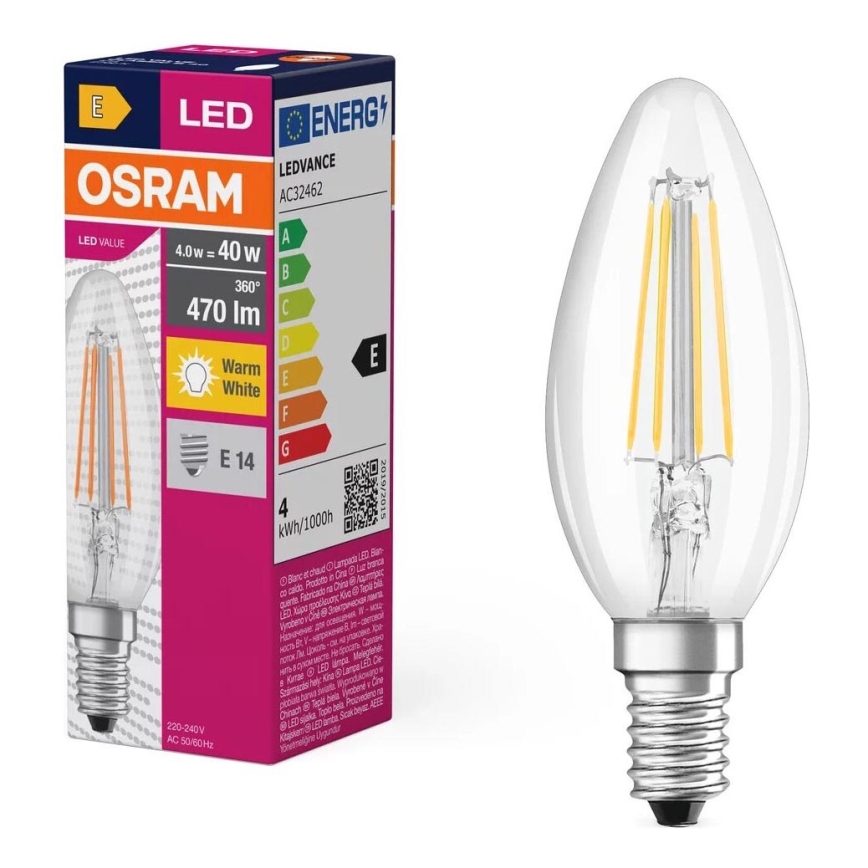Lampadina LED FILAMENT B40 E14/4W/230V 2700K - Osram