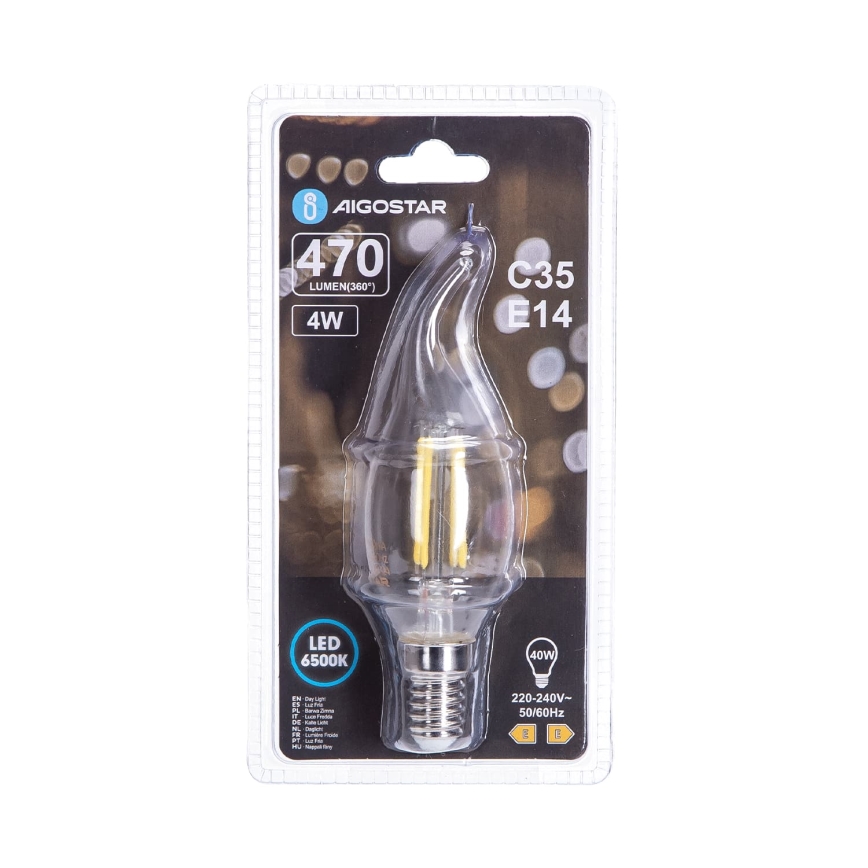 Lampadina LED FILAMENT C35 E14/4W/230V 6500K - Aigostar