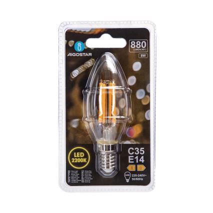 Lampadina LED FILAMENT C35 E14/8W/230V 2200K - Aigostar