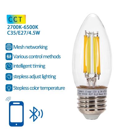 Lampadina LED FILAMENT C35 E27/4,5W/230V 2700-6500K - Aigostar