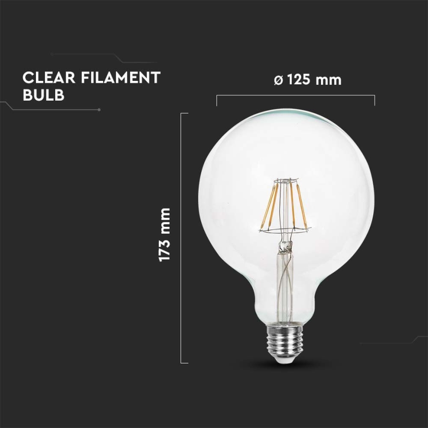 Lampadina LED FILAMENT G125 E27/12W/230V 4000K