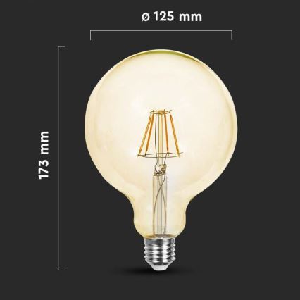 Lampadina LED FILAMENT G125 E27/6W/230V 2200K