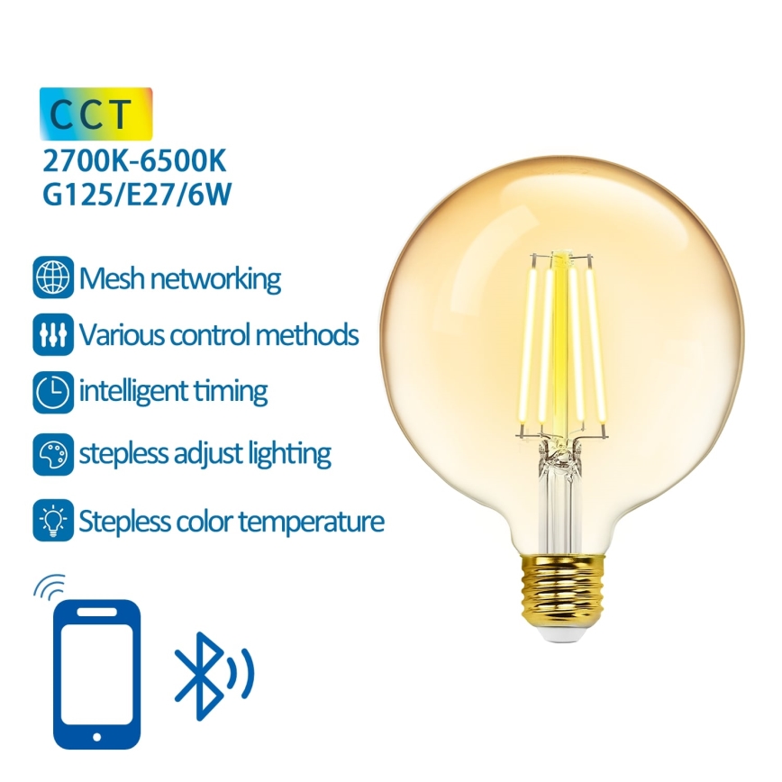Lampadina LED dimmerabile FILAMENT MESH Smart G125 E27/6W/230V 2700-6500K - Aigostar