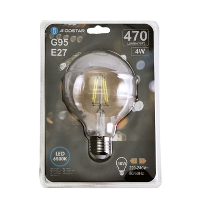 Lampadina LED FILAMENT G95 E27/4W/230V 6500K - Aigostar