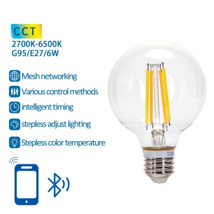 Lampadina LED FILAMENT G95 E27/6W/230V 2700-6500K - Aigostar