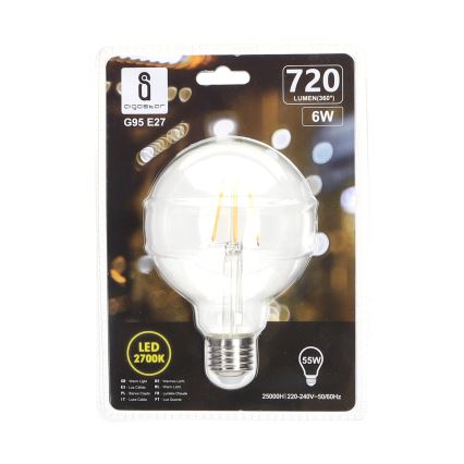 Lampadina LED FILAMENT G95 E27/6W/230V 2700K - Aigostar