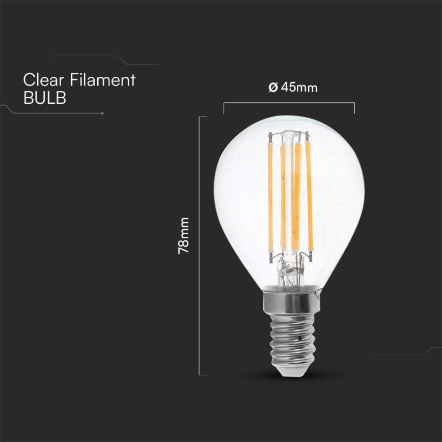 Lampadina LED FILAMENT P45 E14/6W/230V 6500K