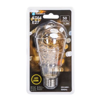 Lampadina LED FILAMENT ST64 E27/1,2W/230V 2500K - Aigostar