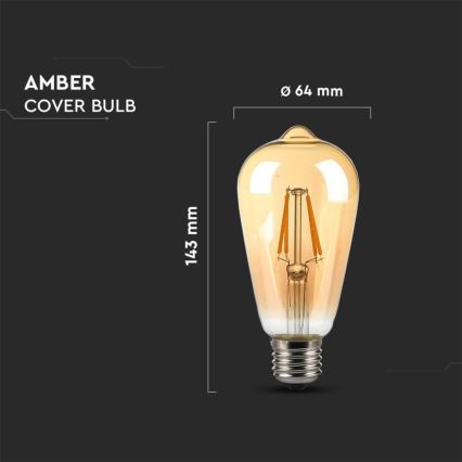 Lampadina LED FILAMENT ST64 E27/4W/230V 2200K