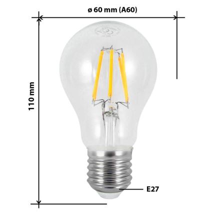 Lampadina LED FILAMENT VINTAGE A60 E27/7W/230V 2700K