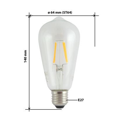 Lampadina LED FILAMENT VINTAGE ST64 E27/4W/230V 2700K