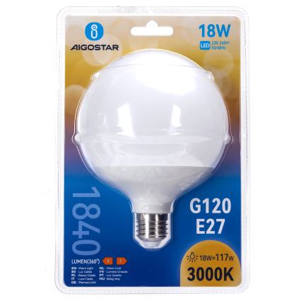 Lampadina LED G120 E27/18W/230V 3000K - Aigostar