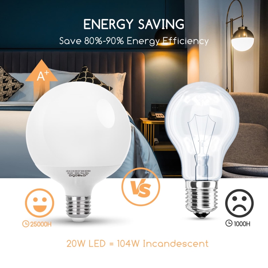 Lampadina LED G120 E27/20W/230V 3000K - Aigostar