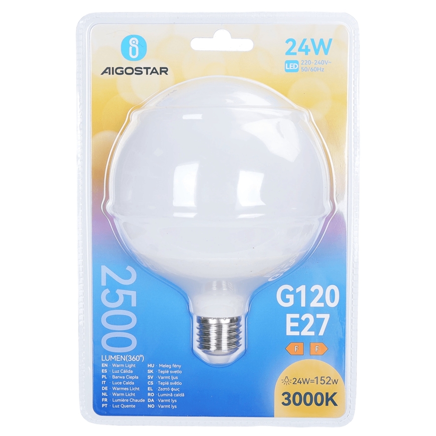Lampadina LED G120 E27/24W/230V 3000K - Aigostar