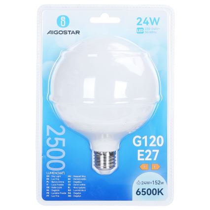 Lampadina LED G120 E27/24W/230V 6500K - Aigostar