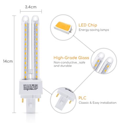 Lampadina LED G24D-3/11W/230V 3000K - Aigostar