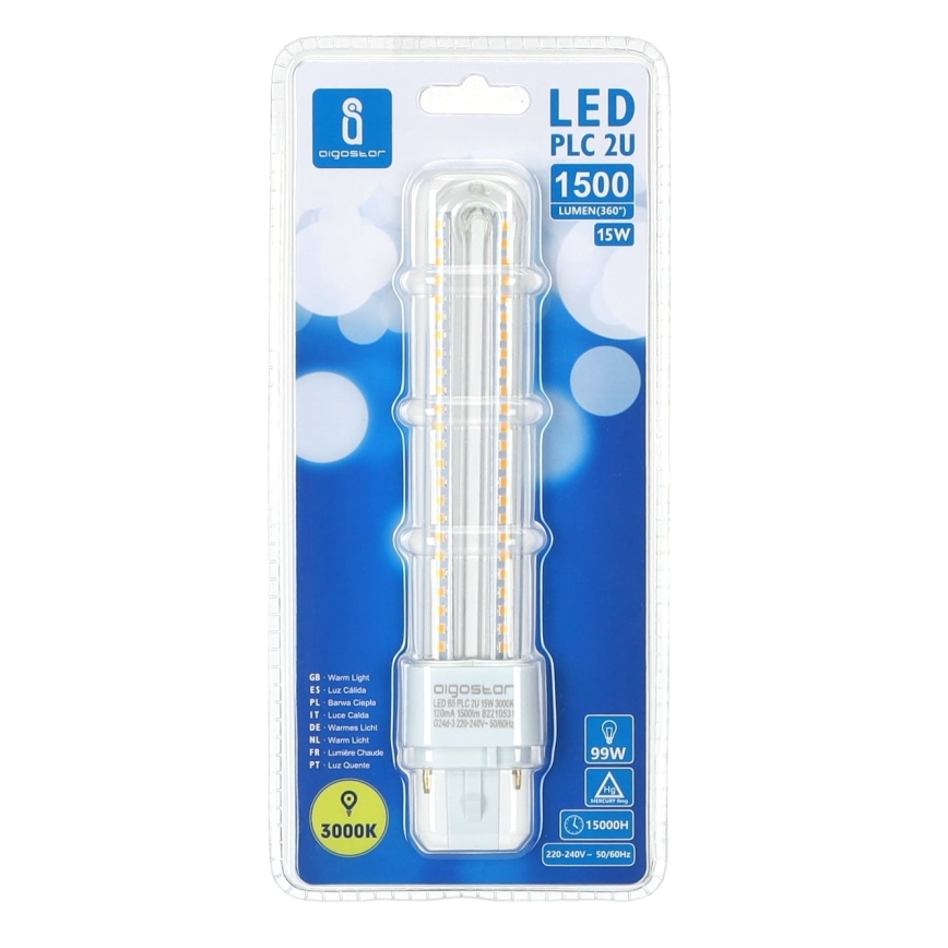 Lampadina LED G24D-3/15W/230V 3000K - Aigostar