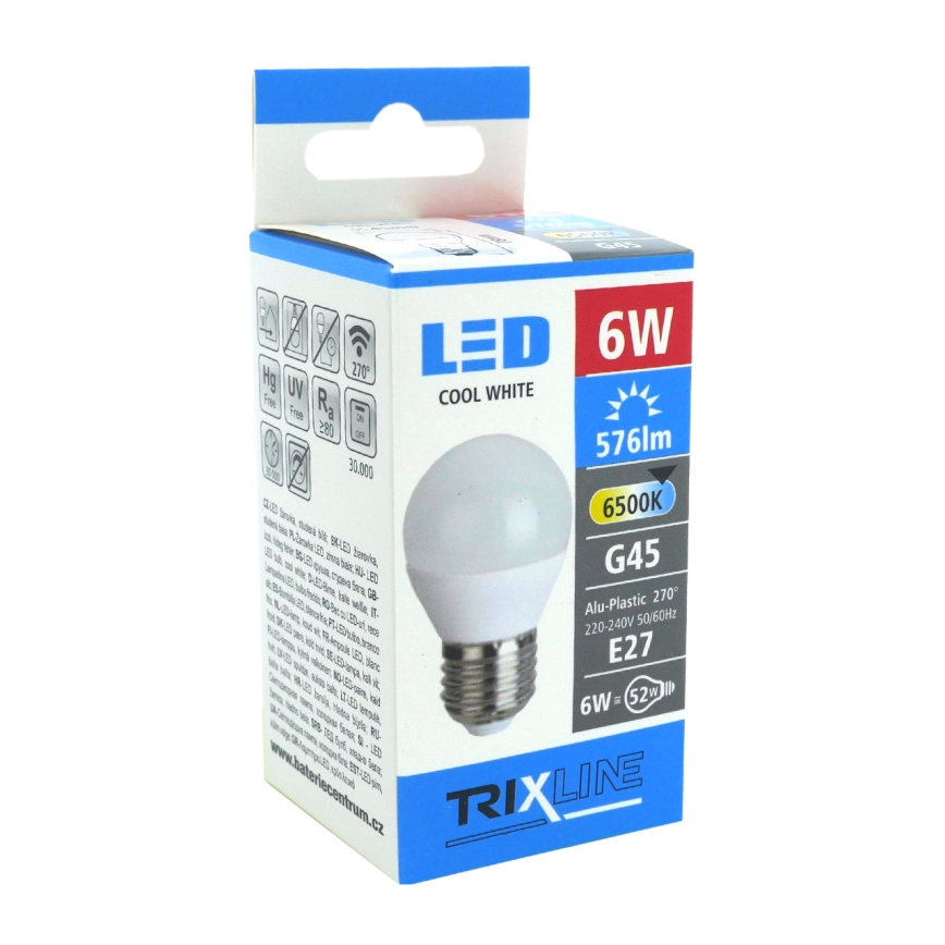 Lampadina LED G45 E27/6W/230V 6500K