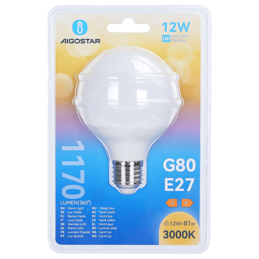 Lampadina LED G80 E27/12W/230V 3000K - Aigostar