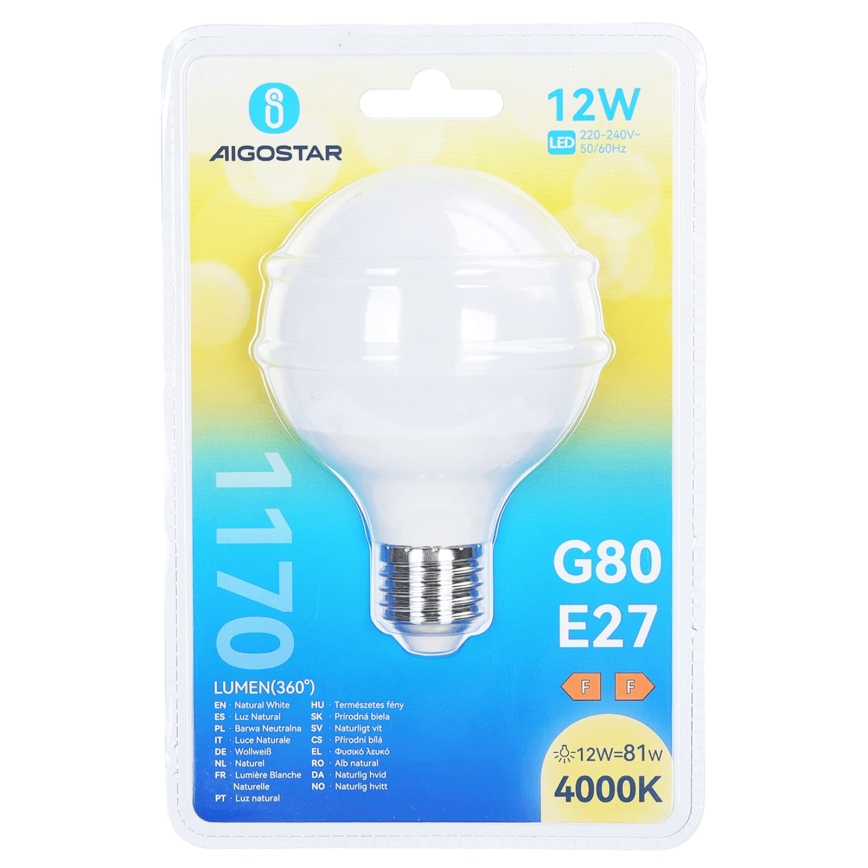 Lampadina LED G80 E27/12W/230V 4000K - Aigostar