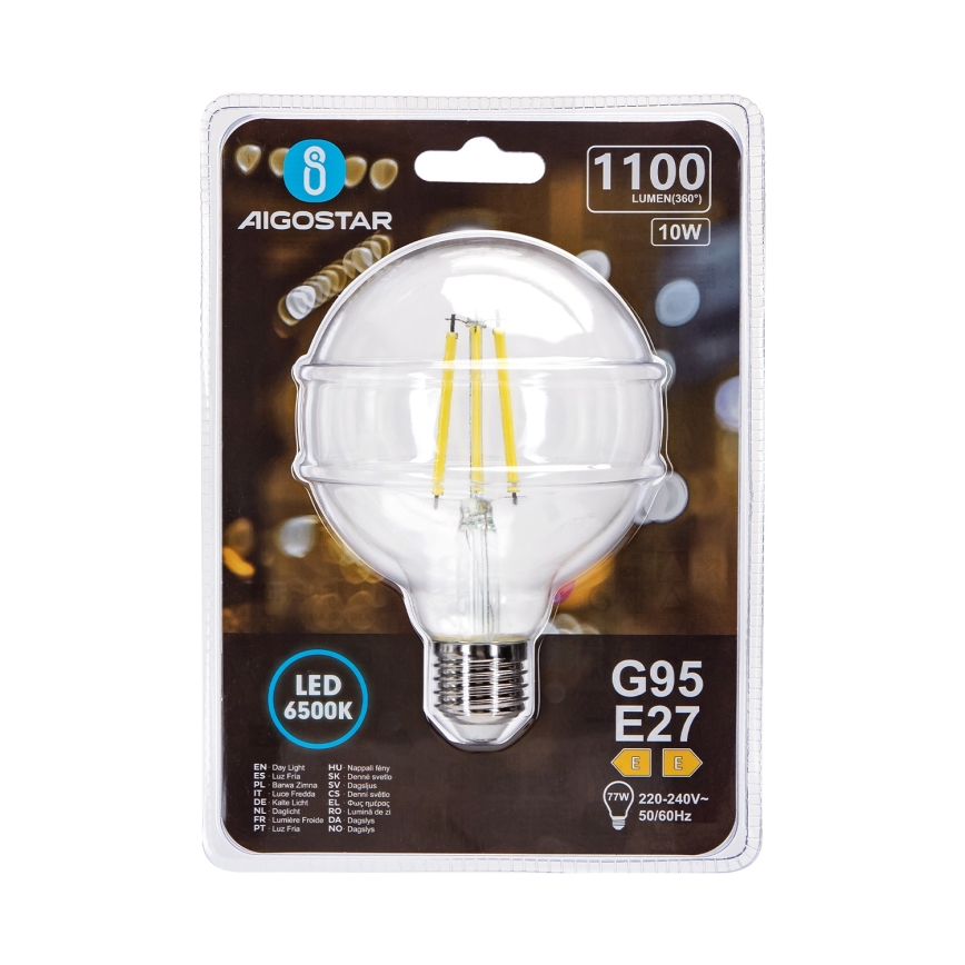 Lampadina LED G95 E27/10W/230V 6500K - Aigostar