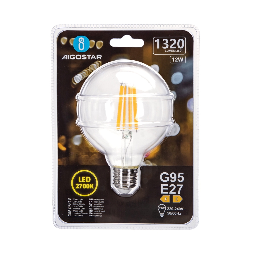 Lampadina LED G95 E27/12W/230V 2700K - Aigostar
