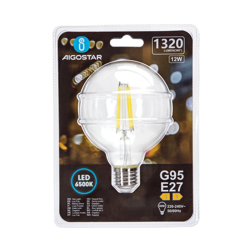 Lampadina LED G95 E27/12W/230V 6500K - Aigostar