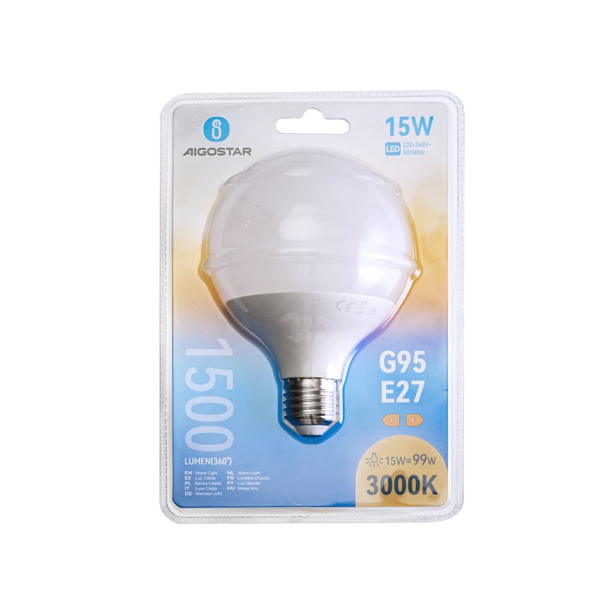 Lampadina LED G95 E27/15W/230V 3000K - Aigostar