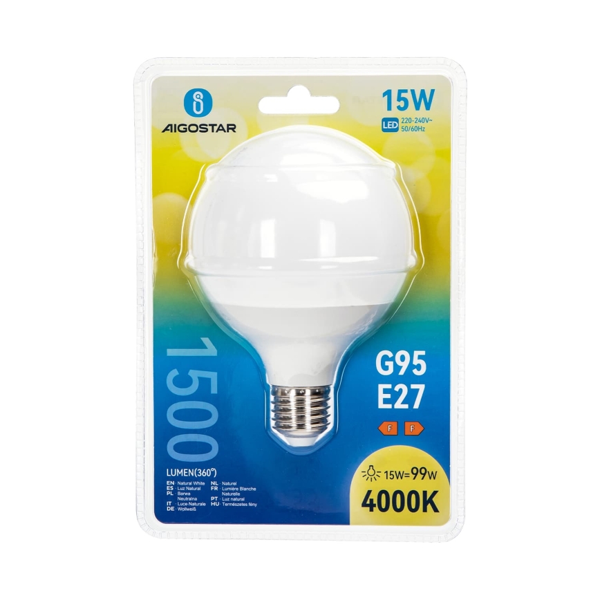 Lampadina LED G95 E27/15W/230V 4000K - Aigostar