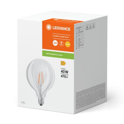 Lampadina LED GLOBE CLASSIC FILAMENT G125 E27/4W/230V 2700K - Ledvance