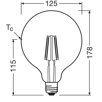 Lampadina LED GLOBE CLASSIC FILAMENT G125 E27/4W/230V 2700K - Ledvance