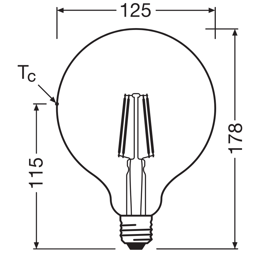 Lampadina LED GLOBE CLASSIC FILAMENT G125 E27/4W/230V 2700K - Ledvance