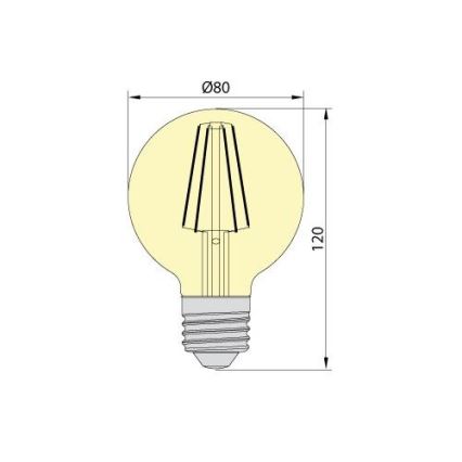 Lampadina LED LEDSTAR AMBER G80 E27/8W/230V 2200K