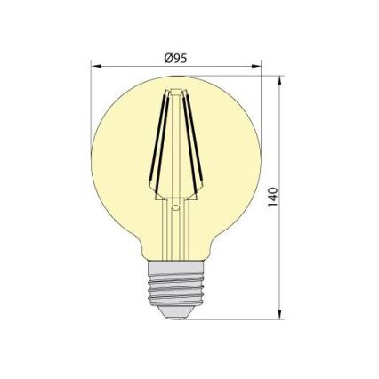 Lampadina LED LEDSTAR AMBER G95 E27/8W/230V 2200K