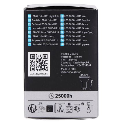 Lampadina LED MR11 GU10/4W/230V 3000K 60° nera - BRILAGI