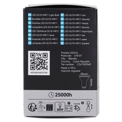 Lampadina LED MR11 GU10/4W/230V 3000K nera - BRILAGI