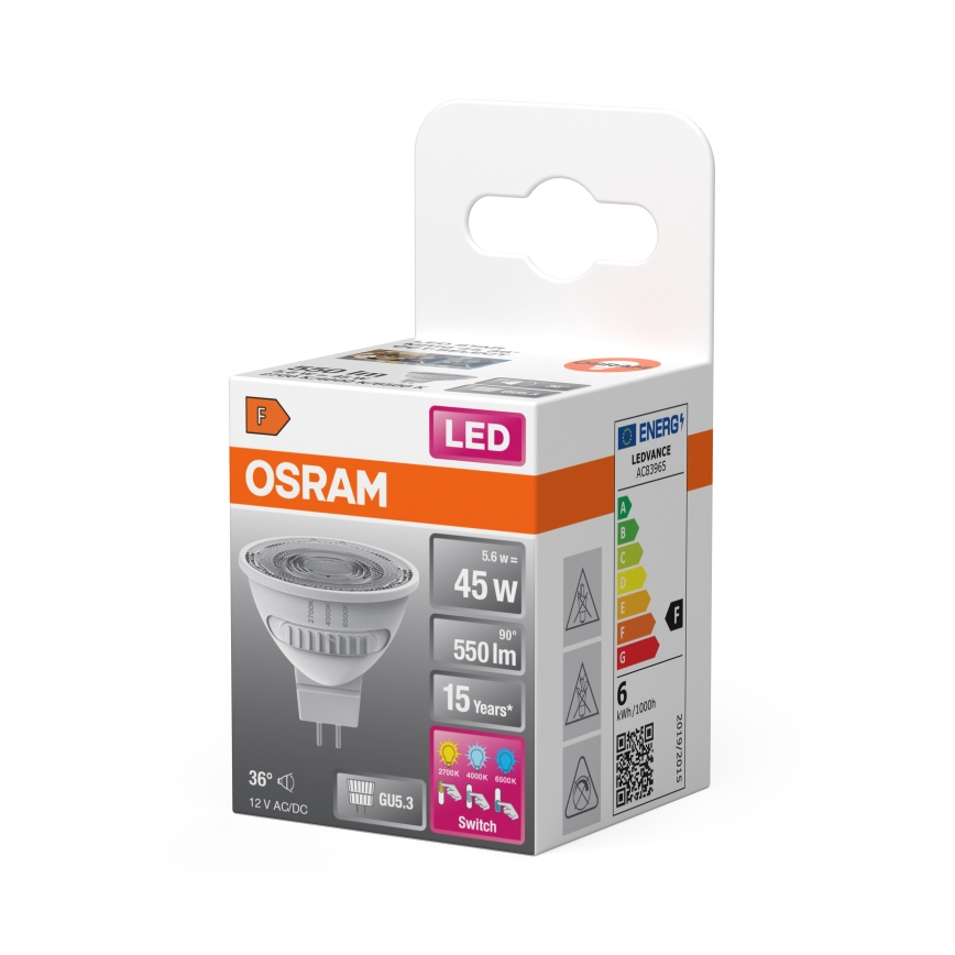 Lampadina LED MR16 GU5,3/5,6W/12V 2700/4000/6500K 36° - Osram