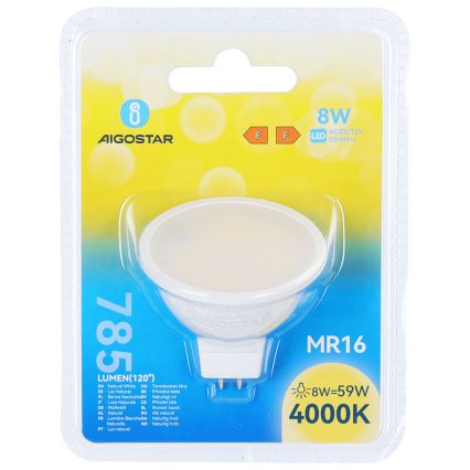 Lampadina LED MR16 GU5,3/8W/12V 4000K - Aigostar
