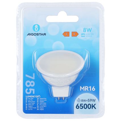 Lampadina LED MR16 GU5,3/8W/12V 6500K - Aigostar
