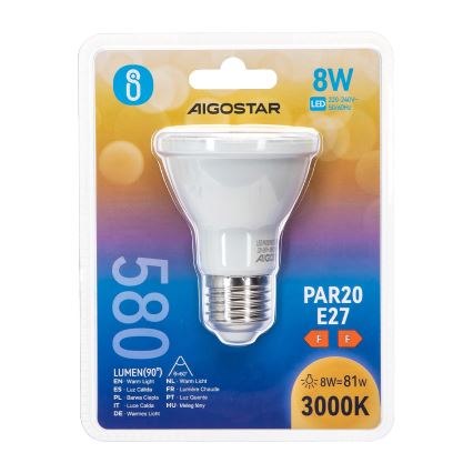 Lampadina LED PAR20 E27/8W/230V 3000K - Aigostar